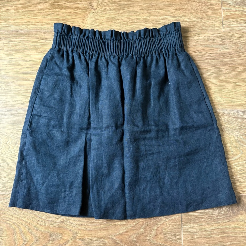 J. Crew Navy Linen and Cotton Skirt